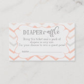 Pastelperzik en grijze Zig Zag Luier Raffle Informatiekaartje (Voorkant)