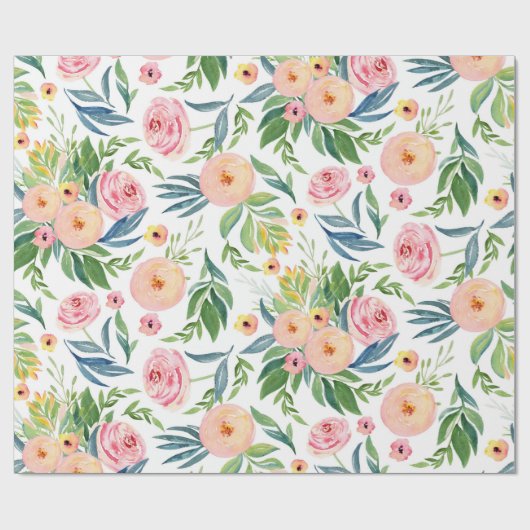 Pastelperzik en roze pinda's lush spring bloemen cadeaupapier (Vlak)
