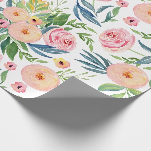 Pastelperzik en roze pinda's lush spring bloemen cadeaupapier (Hoek)