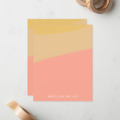 Pastelperzik geel Gepersonaliseerde naam briefpapi Notitiekaartje (Voorkant / Achterkant in situ)