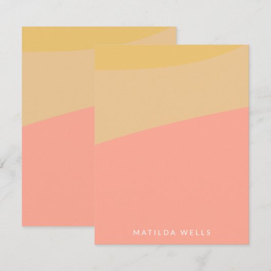 Pastelperzik geel Gepersonaliseerde naam briefpapi Notitiekaartje (Voorkant / Achterkant)