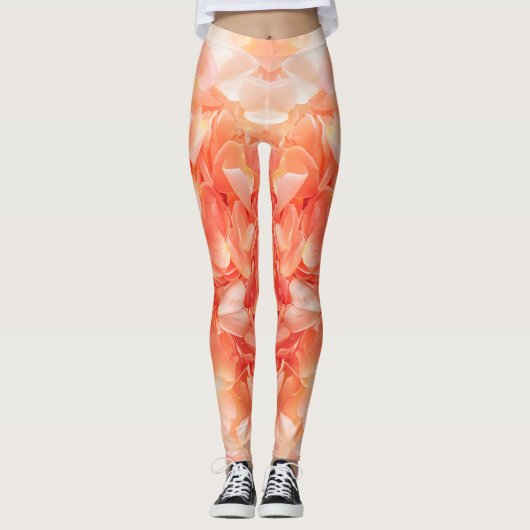 Pastelperziken en roombloemblaadjes leggings (Voorkant)