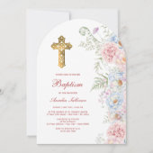 Pastelpioenen boogdoop kaart (Voorkant)