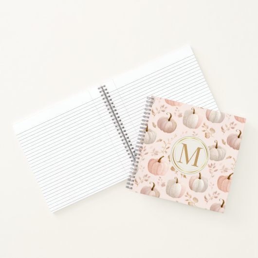 Pastelpompoenmonogram – gepersonaliseerd Initiaal  Notitieboek (Binnen)
