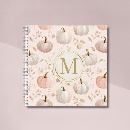 Pastelpompoenmonogram – gepersonaliseerd Initiaal  Notitieboek