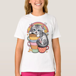Pastelpoten & regenboog slokken Kinder Basic T-shirt