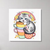 Pastelpoten & regenboogsloepen canvas afdruk (Voorkant)