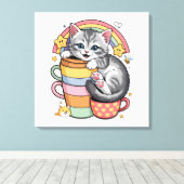 Pastelpoten & regenboogsloepen canvas afdruk (Insitu (Houten vloer))