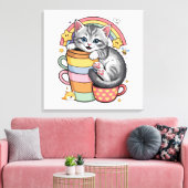 Pastelpoten & regenboogsloepen canvas afdruk (Insitu (Woonkamer))