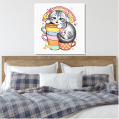 Pastelpoten & regenboogsloepen canvas afdruk (Insitu (Slaapkamer))