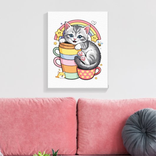 Pastelpoten & regenboogsloepen canvas afdruk (Insitu (Woonkamer))