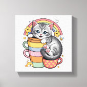 Pastelpoten & regenboogsloepen canvas afdruk (Voorkant)