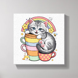 Pastelpoten & regenboogsloepen canvas afdruk