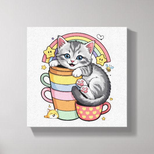 Pastelpoten & regenboogsloepen canvas afdruk (Voorkant)