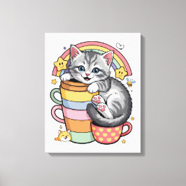 Pastelpoten & regenboogsloepen canvas afdruk