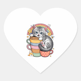 Pastelpoten & regenboogsloepen hart sticker