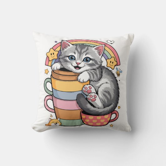 Pastelpoten & regenboogsloepen kussen (Voorkant)