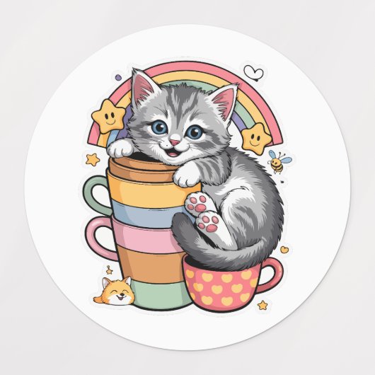 Pastelpoten & regenboogsloepen labels (Design 1)