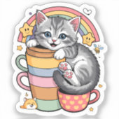 Pastelpoten & regenboogsloepen sticker (Voorkant)