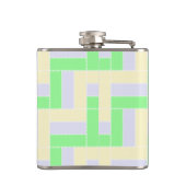 Pastelrechthoeken Patroon Witte stippellijnen Heupfles (Achterkant)