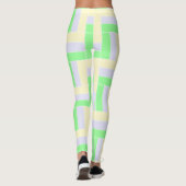 Pastelrechthoeken Patroon Witte stippellijnen Leggings (Achterkant)