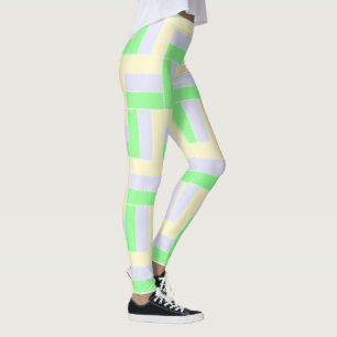 Pastelrechthoeken Patroon Witte stippellijnen Leggings