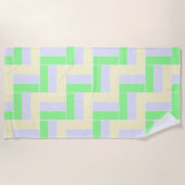 Pastelrechthoeken Patroon Witte stippellijnen Strandlaken (Voorkant)