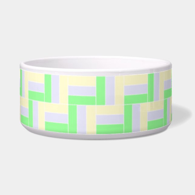 Pastelrechthoeken Patroon Witte stippellijnen Voerbakje (Voorkant)