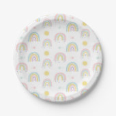 Pastelregenbogen baby shower papier bord (Voorkant)