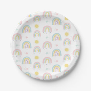 Pastelregenbogen baby shower papier bord