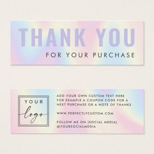 Pastelregenboog aangepaste logo bedankt dat je kaa mini visitekaartjes (Voorkant /achterkant)