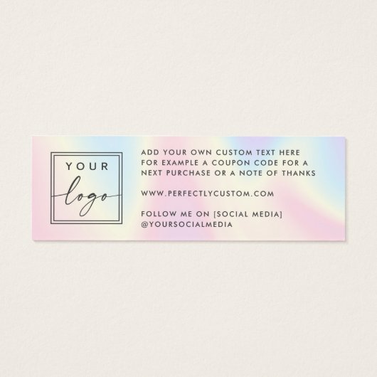 Pastelregenboog aangepaste logo bedankt dat je kaa mini visitekaartjes (Achterkant)