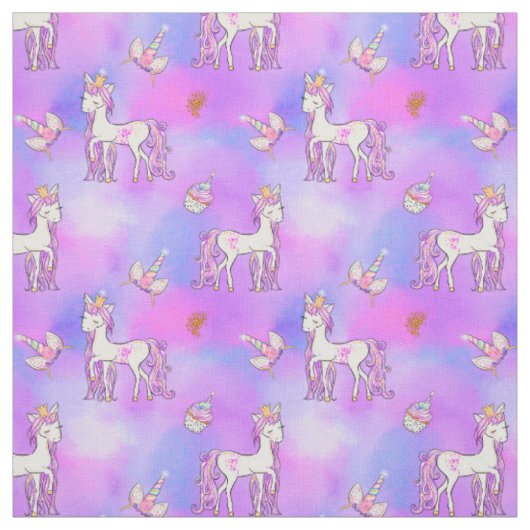 Pastelregenboog en Unicorns Stof (Swatch)