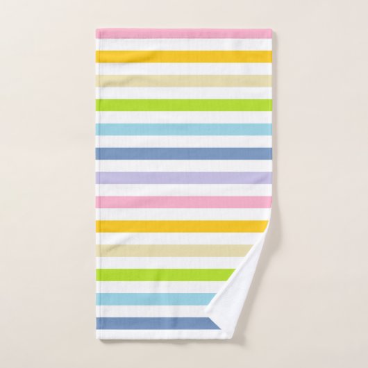Pastelregenboog en witte strepen bad handdoek (Handdoek)