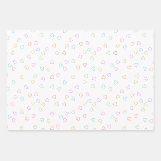 Pastelregenboog geworpen teddyberen met harten inpakpapier vel (Voorkant 2)