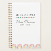 Pastelregenboog leraar planner | Aangepast cadeau (Voorkant)