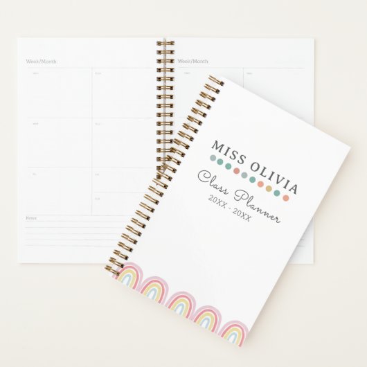 Pastelregenboog leraar planner | Aangepast cadeau (Display)