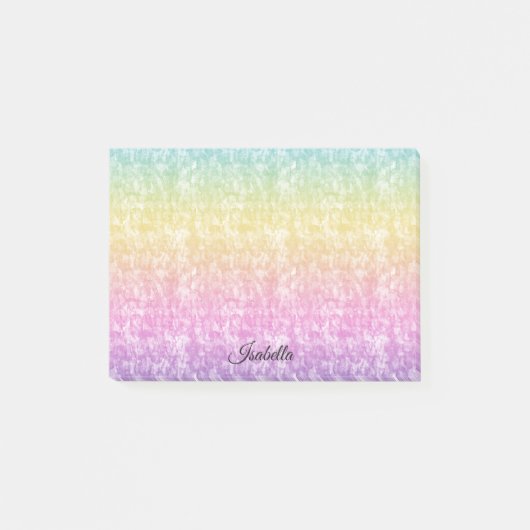 Pastelregenboog met naam in script op maat post-it® notes (Voorkant)