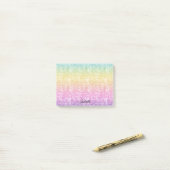 Pastelregenboog met naam in script op maat post-it® notes (Op bureau)