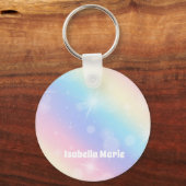  pastelregenboog met speciale aandacht voor meisje sleutelhanger (Voorkant)