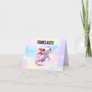 Pastelregenboog roze Axolotl verjaardag Bedankkaart