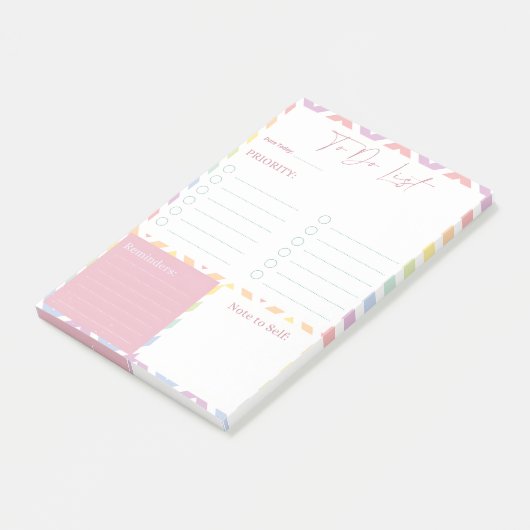 Pastelregenboog to-do lijst planner post-it® notes (Schuin)
