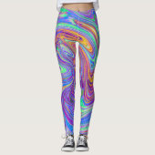 Pastelregenboog van de kleuren Groovy Abstracte re Leggings (Voorkant)