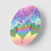 Pastelregenboog van harten  ronde klok (Hoek)