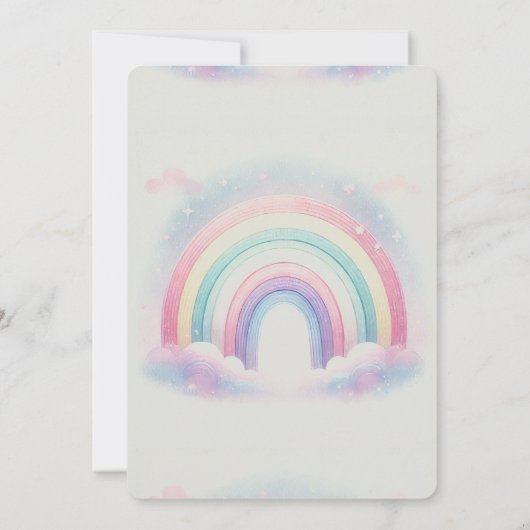 Pastelregenboog verjaardagsuitnodiging - Uitnodigi Kaart (Achterkant)