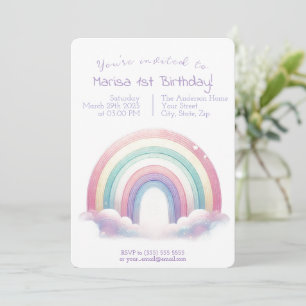 Pastelregenboog verjaardagsuitnodiging - Uitnodigi Kaart