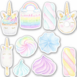 Pastelregenboog waterverf eenhoornzoete sticker