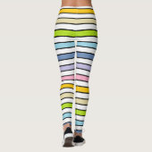 Pastelregenboog, witte en zwarte strepen leggings (Achterkant)