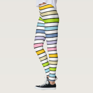 Pastelregenboog, witte en zwarte strepen leggings