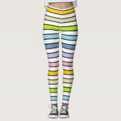 Pastelregenboog, witte en zwarte strepen leggings (Voorkant)